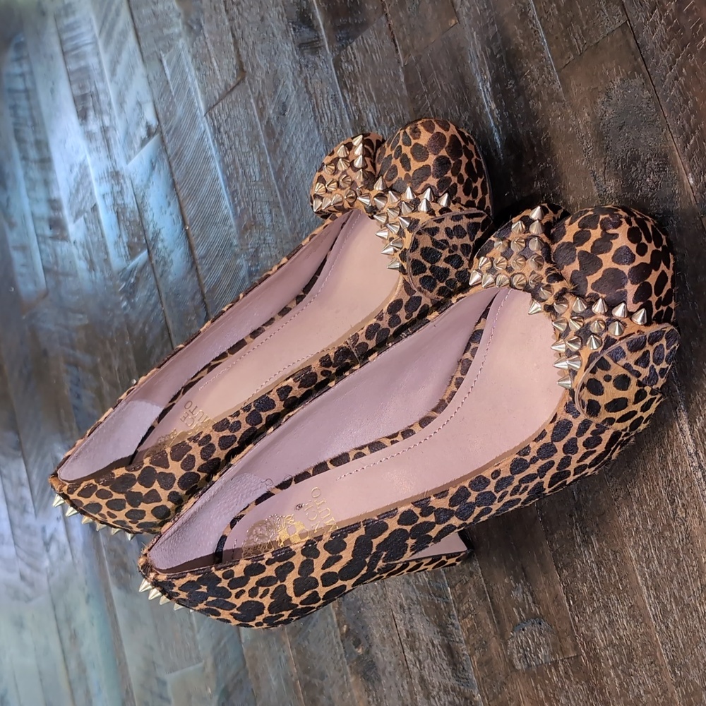 Vince Camuto Brown Leopard Print Heels with Spikes - Picture 3 of 11